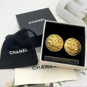 CHANEL Gold Iconic Logo Earrings